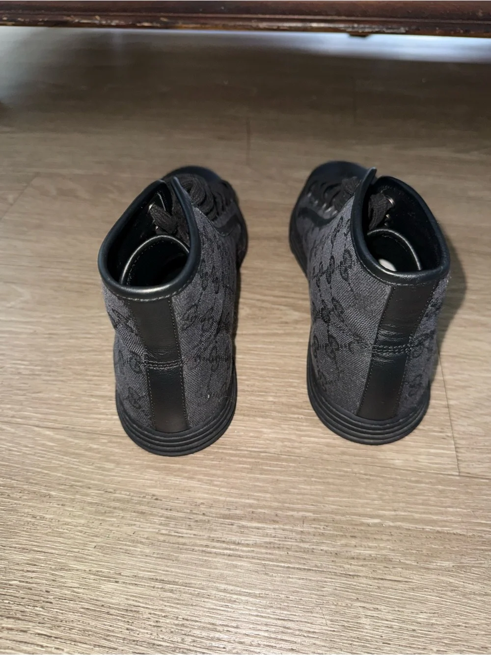 Gucci Black High-Top Logo Canvas Sneakers